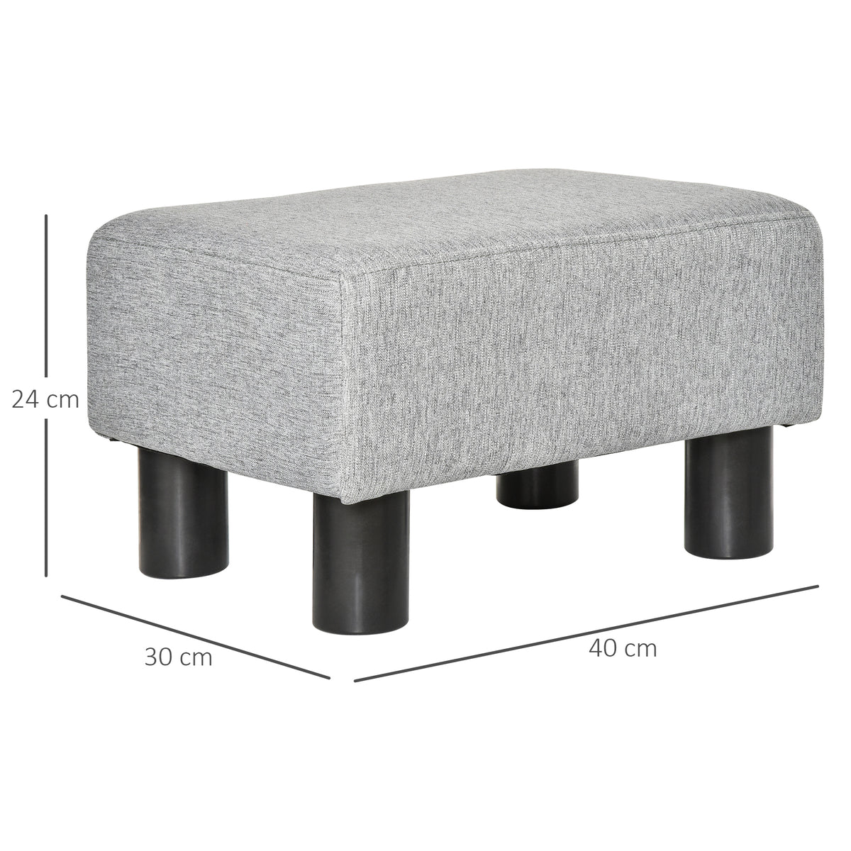 Lot de 2 poufs repose-pied tabouret bas en tissu de lin capacité de charge 150 Kg 40 x 30 x 24 cm gris-2