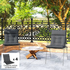 Lot de 4 coussins pour chaises de terrasse, résistants à l'eau, antidérapants, avec liens, 112x53cm, Gris Foncé-1