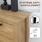 Meuble à chaussures étagère à chaussures armoire 3 portes abattants effet cannage rotin - en bois bois naturel-6