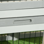 Clapier de sol cage à lapin cottage niche supérieure avec rampe enclos extérieur 150 x 52 x 68 cm gris-7