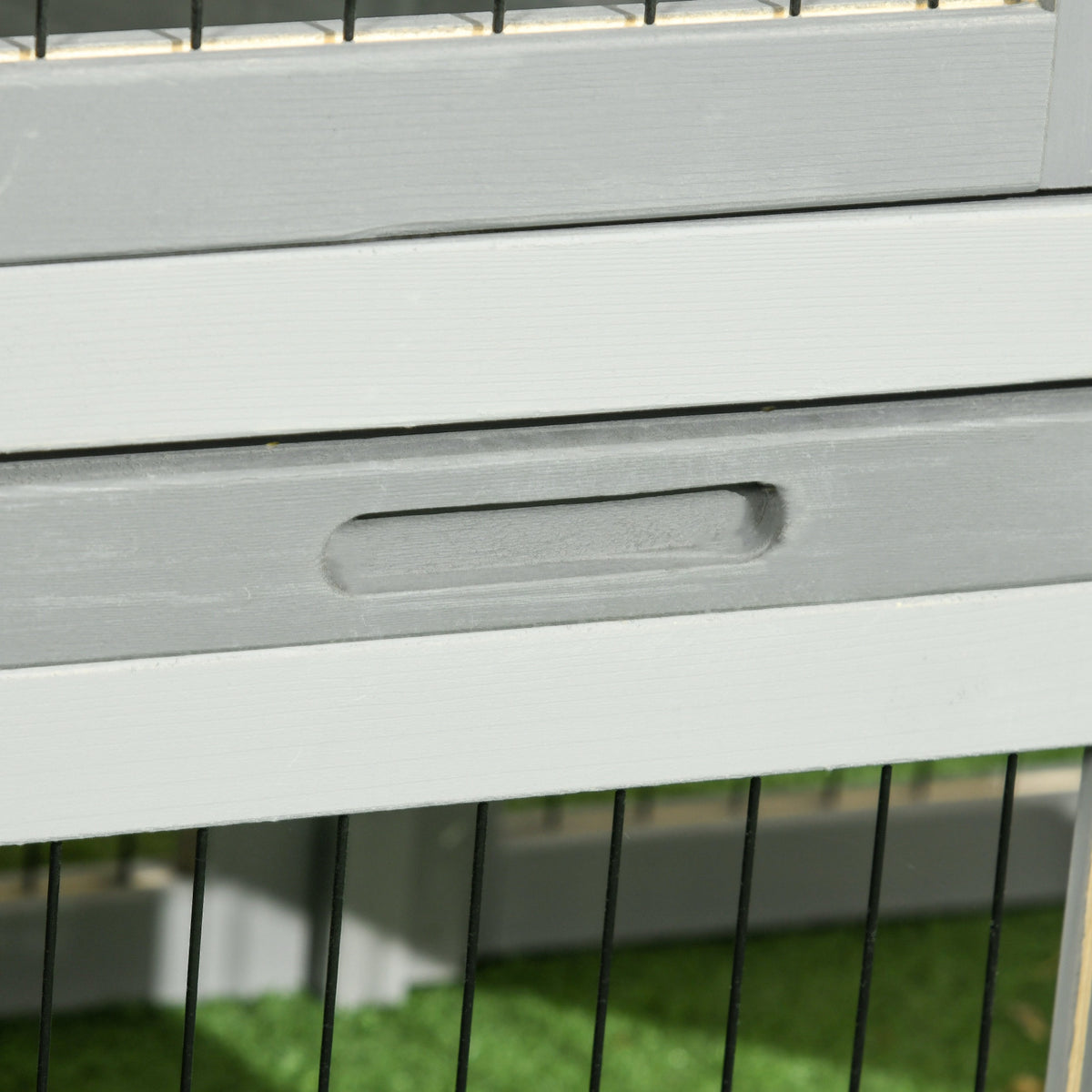 Clapier de sol cage à lapin cottage niche supérieure avec rampe enclos extérieur 150 x 52 x 68 cm gris-7