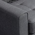 Canapé droit convertible 2 places - dossier capitonné - 147,5 x 75 x 85 cm - gris-8