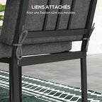 Lot de 2 coussins d'extérieur pour fauteuil chaise à dossier avec attaches rembourrage 8 cm, 112L x 51l cm, gris foncé-5