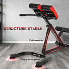 Banc de Musculation Réglable 5 Niveaux, Chaise Romaine avec Rouleaux en Mousse Dense, 112 x 62 x 88 cm, Noir et Rouge-4