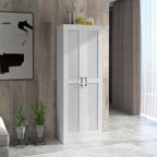Armoire 2 portes meuble de rangement avec 5 étagères, style contemporain, 60L x 36,5l x 175H-1