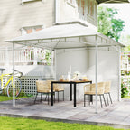 Pavillon Tonnelle de Jardin Toit Double Rideaux et Poches de Rangement Crochet de Plafond 3 x 3 m Crème-8