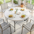 Table ronde de jardin pliante Ø122 cm peut accueillir 6 personnes pour évènement, structure métal, plateau HDPE-7
