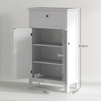 Meuble de salle de bain avec tiroir et étagères réglables, armoire de rangement sur pied, hauteur 102,5 cm, blanc-2