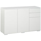 Buffet meuble de rangement 2 tiroirs coulissants 3 portes étagère réglable panneaux de particules 117 x 36 x 74 cm blanc-0