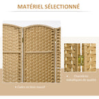 Paravent interieur en bois 8 panneaux 320 x 170 cm séparateur de pièce pliable pour salon, chambre à coucher, naturel-5