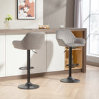Lot de 2 tabourets de bar, chaises de bar en velours avec dossier, repose-pieds, hauteur réglable et pivotante gris-8