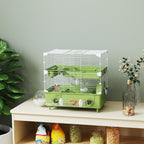 Cage pour hamster à 2 niveaux avec roue de course salle de bain en sable pour hamster nain 44,5 x 28 x 44 cm vert-9