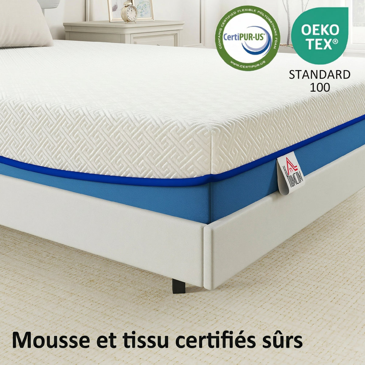 Matelas 160x200cm, matelas 2 personnes, mousse à mémoire de forme au thé vert, housse amovible lavable, fermeté moyenne-6