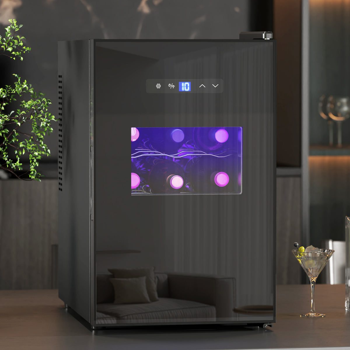 Cave à vin, 15 bouteilles, 39L, Réfrigérateur pour boissons, éclairage LED, température réglable 8-18℃-1