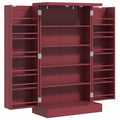 Armoire meuble de cuisine garde-manger 2 portes avec 5 étagères et 12 porte-épices - 60 x 30 x 104 cm - rouge-0