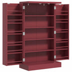 Armoire meuble de cuisine garde-manger 2 portes avec 5 étagères et 12 porte-épices - 60 x 30 x 104 cm - rouge-0