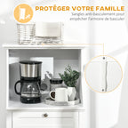 Meuble armoire micro-ondes pour cuisine avec 1 tiroir, 2 Portes 60 x 40 x 122,5 cm - MDF - Blanc-6