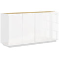 Buffet salle à manger buffet cuisine 4 portes à fermeture douce et étagères réglables 140l x 40P x 75H cm blanc laqué-0