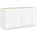 Buffet salle à manger buffet cuisine 4 portes à fermeture douce et étagères réglables 140l x 40P x 75H cm blanc laqué-0