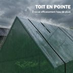 Mini Serre de Jardin mini serre tunnel 270L x 90l x 90H cm toit pointu Acier PE Haute densité 140 g/m² Anti-UV 3 fenêtres avec Zip enroulables Vert-7