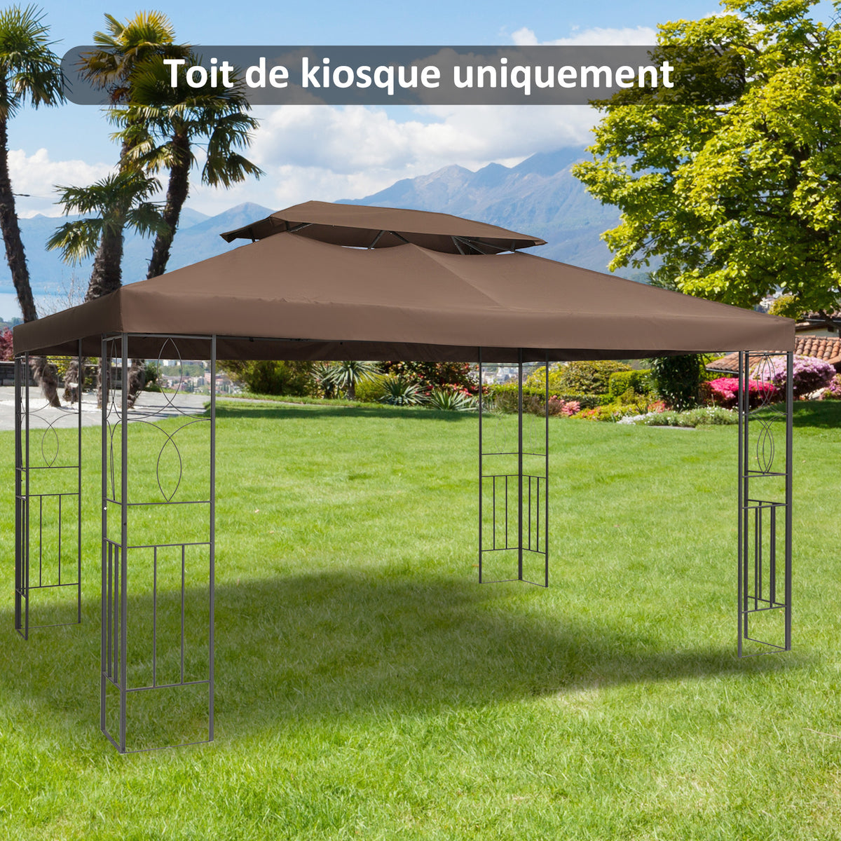 Toit de Rechange pour Tonnelle Marron 3 x 4 m-1
