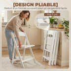 Lot de 4 chaises pliantes en résine et PU, chaises pliantes portables pour intérieur et extérieur, 45x44x78cm, blanc-5