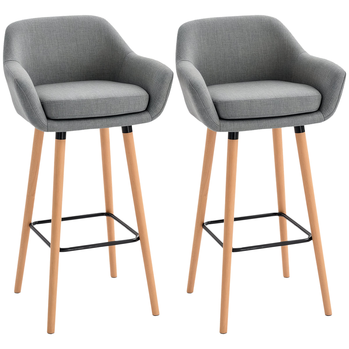 Tabourets de Bar Design scandinave - Lot de 2 tabourets de Bar Grand Confort avec Repose-Pieds Gris foncé-0
