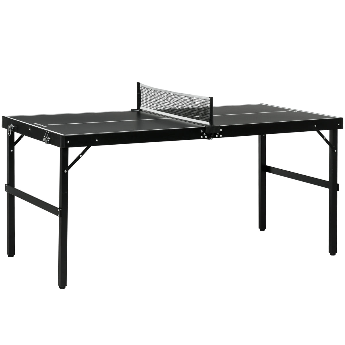 Mini table de ping pong pliable table de ping-pong d'intérieur avec filet, balles, poignée, 152 x 76 x 72 cm noir-0
