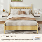 Lot de 2 tables de chevet murales tiroir coulissant, niche, plateau - en bois dim. 40L x 34l x 23H cm-3