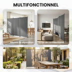 Paravent de Jardin Brise-Vue Extérieur 3 Volets Occultant Pieds en Métal Stable 260x180cm Gris Foncé-7