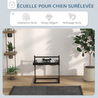 Gamelles surrélevées chien avec support réglable en hauteur de 11 à 33 cm 2 bols en acier inoxydables amovibles noir-6