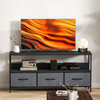 Meuble TV, meuble télé pour téléviseur jusqu'à 55 pouces avec 3 tiroirs et pieds en acier 120 x 29 x 56 cm noir-8