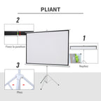 Écran de Projection avec Trépied Pliable 84 Pouces 4K HD 4:3, 180L cm, Écran Vidéoprojecteur, Hauteur Réglable, Angle de Vision 160°, pour Home Cinéma, Films en Intérieur/Extérieur, Blanc-6