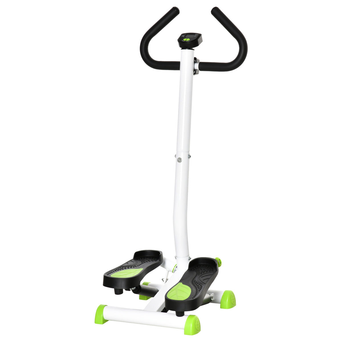 Stepper avec Guidon, Stepper Twist, Écran LCD, Résistance Réglable, Exercice Hanches, Jambes, Lombes, pour Maison, Acier, Blanc, Vert, Noir-0