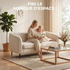 Canapé 2 places en velours, canapé de salon moderne 160 cm, assise large rembourrée, coussin épais à ressorts, beige-3
