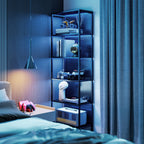 Bibliothèque étagère de rangement à 5 niveaux avec éclairage LED 7 couleurs, structure en acier, 60 x 30 x 179 cm, noir-7