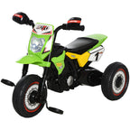 Tricycle Enfants Moto Cross Effets musicaux et Lumineux Coffre Rangement Vert-0