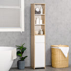 Meuble Colonne Rangement Salle de Bain Style Cosy 3 niches tiroir Placard avec étagère Blanc Aspect chêne Clair-7