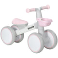 Draisienne vélo Enfant 4 roues selle réglable, guidon ergonomique alliage alu. PP, enfant 1 à 3 ans - Gris Blanc Rose-0
