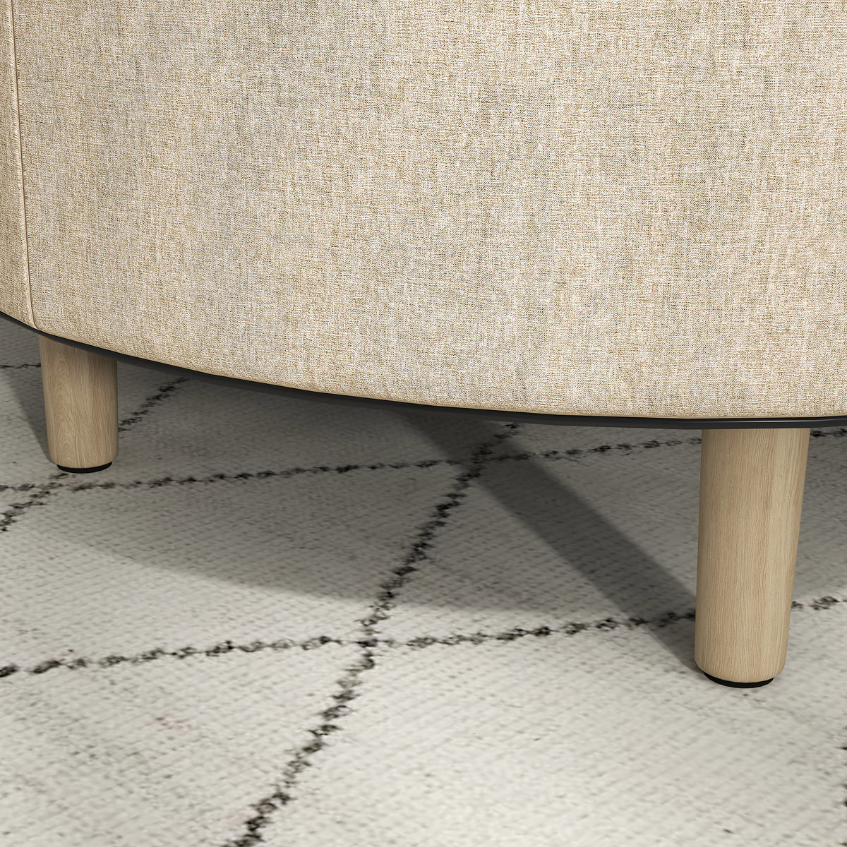 Pouf rond repose-pieds tabouret avec coffre de rangement, plateau réversible, meuble 3 en 1 pied en bois beige-8
