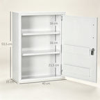Armoire à pharmacie 2 étagères 3 niveaux avec porte verrouillable 2 clés 40 x 15 x 53,5 cm blanc-2