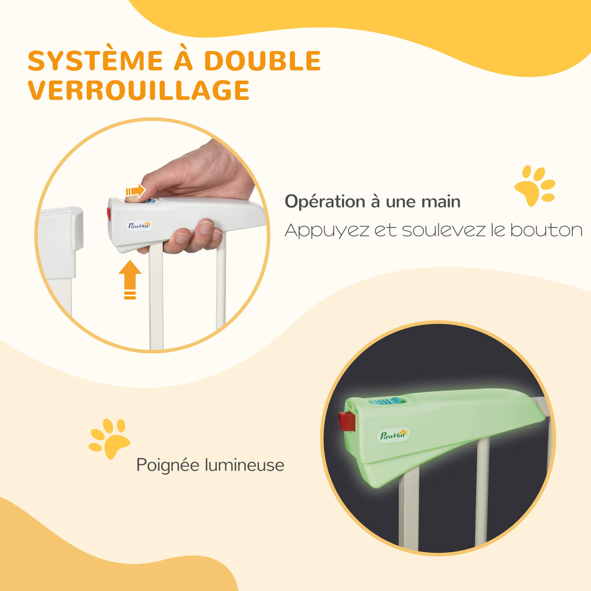 Lot de 2 barrières de sécurité pour chien animaux sans perçage avec fermeture automatique largeur 76-103 cm blanc-4