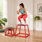 Boîte Entraînement Pliométrique Trapézoïdale en Acier, 3 Plateformes de Saut Antidérapantes 30,5/45,8/61 cm, Rouge-7