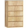 Commode 5 tiroirs meuble de rangement sans poignées design minimaliste 60 x 39 x 100 cm bois naturel-0