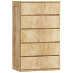 Commode 5 tiroirs meuble de rangement sans poignées design minimaliste 60 x 39 x 100 cm bois naturel-0