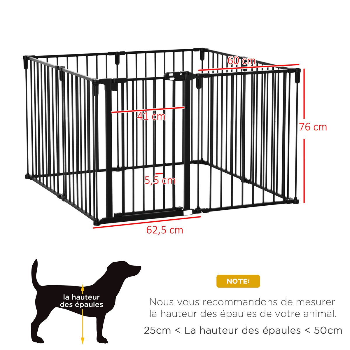 Barrière de Sécurité pour Cheminée, Parc Enclos Chien Pliable Modulable 8 Panneaux avec Porte, sans Perçage-2