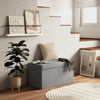 Banc de rangement pouf de rangement pliable bout de lit repose-pieds avec couvercle 76L x 38l x 38H cm gris clair-9