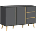 Buffet bas meuble de rangement sur pieds style scandinave 2 portes 3 tiroirs 120 x 40 x 80 cm gris anthracite-0