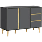 Buffet bas meuble de rangement sur pieds style scandinave 2 portes 3 tiroirs 120 x 40 x 80 cm gris anthracite-0