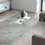 Table basse en verre table de salon rectangulaire design moderne en verre trempé avec bords arrondis sûrs transparent-9